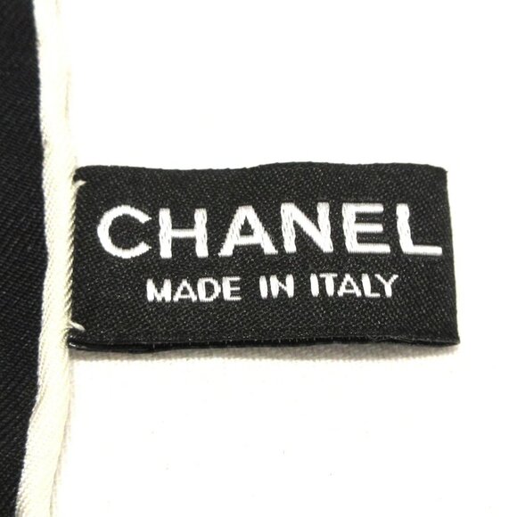 CHANEL Camellia Black Cream Pink Beige Scarf 405-032625 - Picture 3 of 4